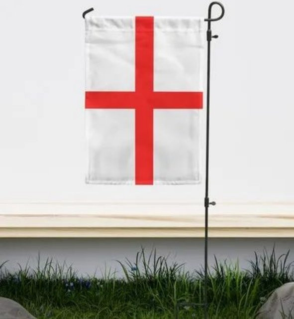 VIKAMA Saint George Cross Gartenflagge, Farbe: Weiß, B/H: 30 x 45 cm, doppelseitig und wasserdicht - Bild 1