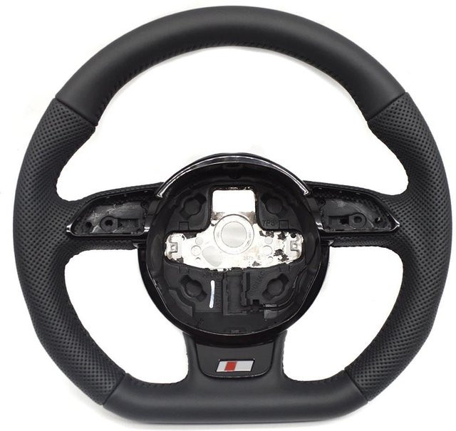 EU Boutique Steering Wheel House Lenkrad in Schwarz aus perforiertem Vollleder mit flachem Boden für Audi A3 8V A4 B8 A5 A7 Q3 Q5 Q7 - Bild 1