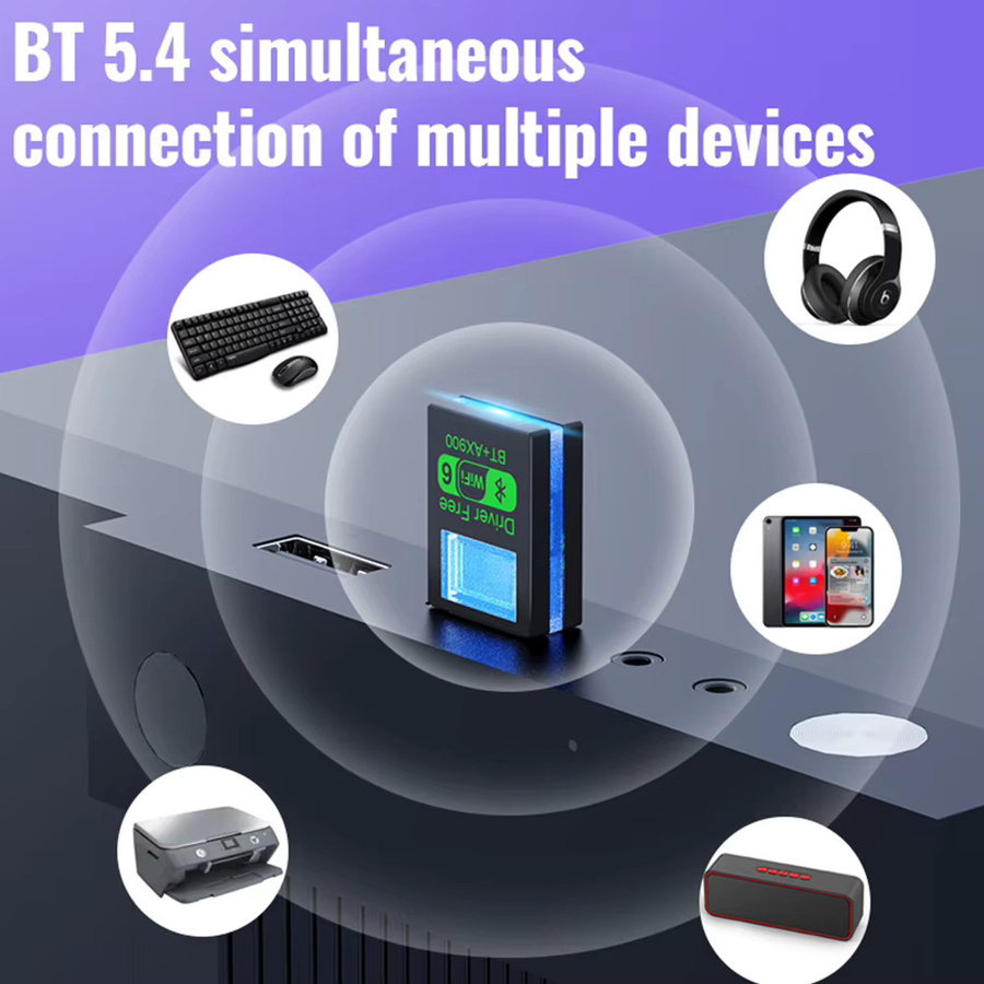 Elough WiFi 6 AX900 USB-Adapter mit Bluetooth 5.4, Dual-Band 2,4 GHz & 5 GHz Drahtlose Netzwerkkarte für PC und Laptop, Schwarz - Bild 2