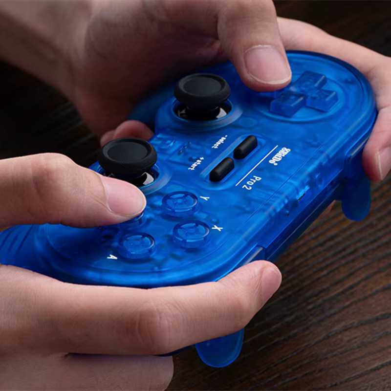 8BitDo Pro 2 Bluetooth-Controller Gamepad mit Hall-Effekt-Joysticks für Nintendo Switch und PC in Transparent Blue Edition - Bild 2