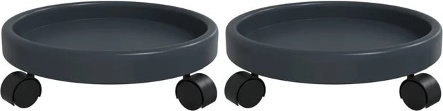 vidaXL Pflanzenroller Set aus 2 Stück in Grau mit Durchmesser: 34 cm - Bild 1