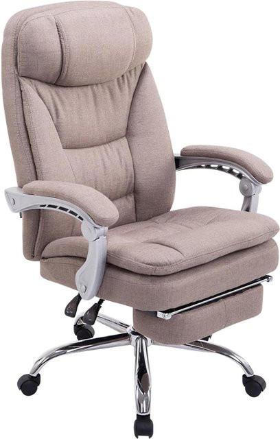 TPFLiving XL Bürostuhl Troja Stoff in Beige mit Armlehnen und Rollen für Home-Office und Erwachsene - Bild 1