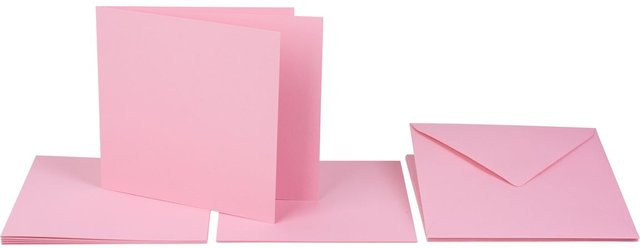Folia Doppelkarten mit Umschlägen und Einlegeblättern, Rosa, B/T: 13,5 x 13,5 cm, 220g/m² - Bild 1