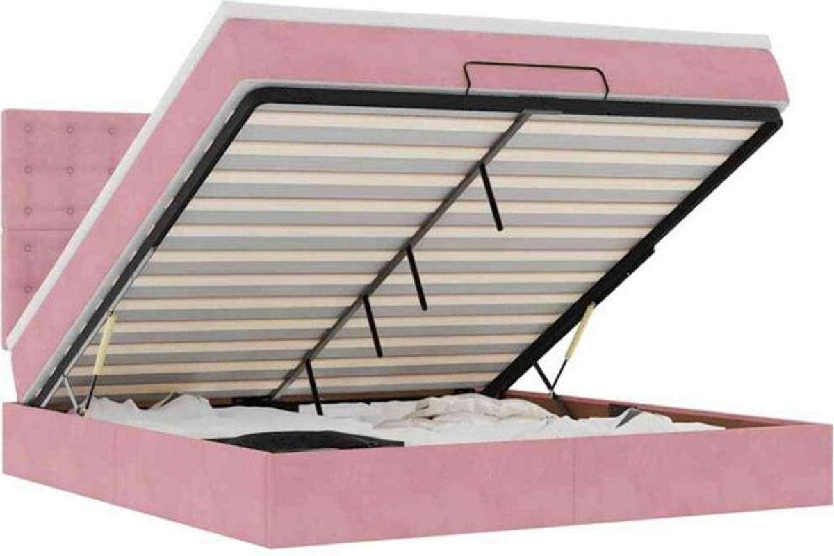 Vidaxl Ottoman Polsterbett mit Matratze und LED in Rosa aus Samt B/T/H: 160 x 200 x 118 cm - Bild 1
