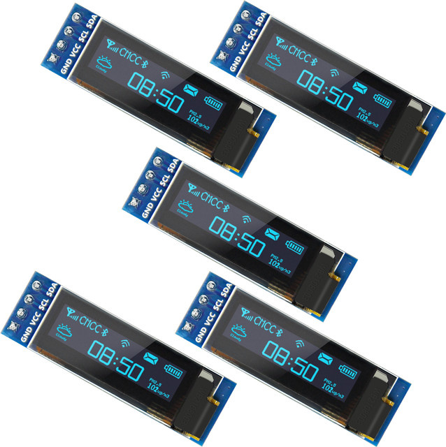 iPistBit 0,91 Zoll I2C OLED-Anzeigemodul mit 128 x 64 Pixeln SSD1306 Display in Blau für Arduino ESP32 Raspberry Pi - Bild 1