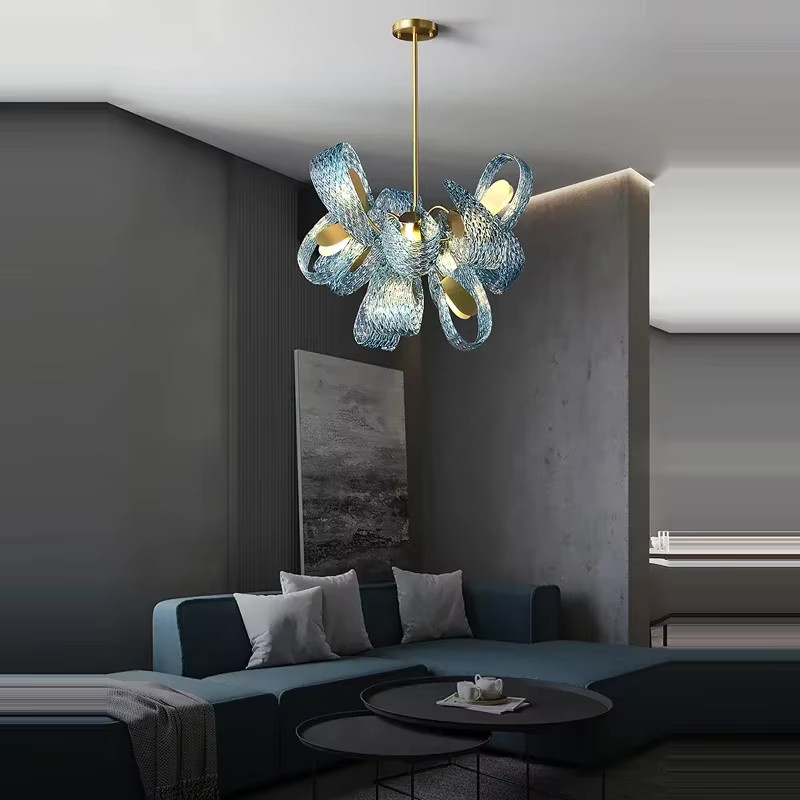 ZIMULONG LED Hängelampe Blaue Blume in Blau und Gold/Messing für Wohnzimmer und Esszimmer - Bild 2