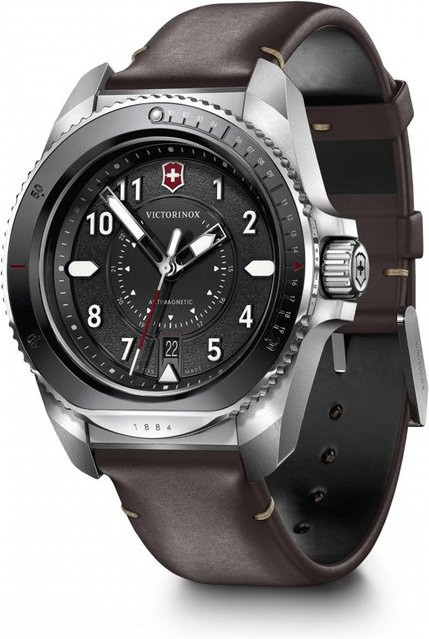 Victorinox Herrenuhr, Quarz, Edelstahlgehäuse, 43 mm, Leder, Schwarz, 20 ATM - Bild 2