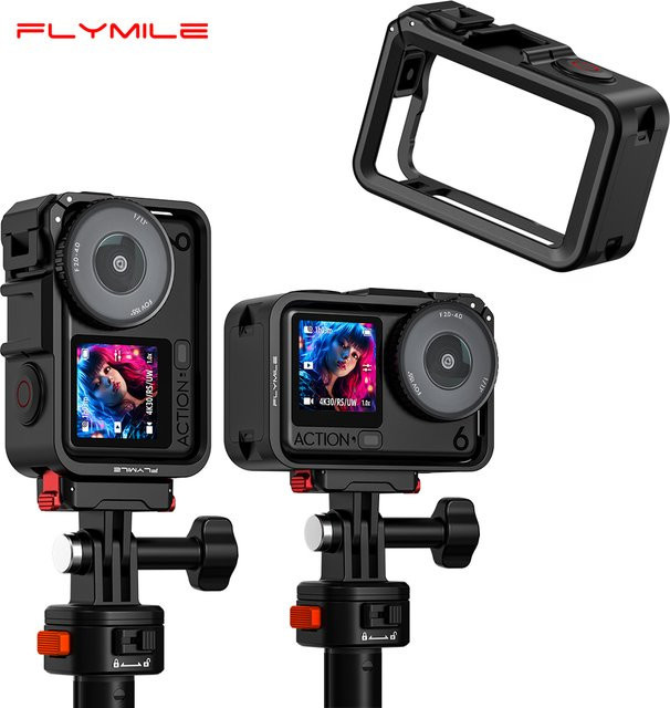 Flymile Schutzkäfig Erweiterungsrahmen mit Blitzschuh-Halterung für DJI OSMO Action 6 in Schwarz - Bild 1