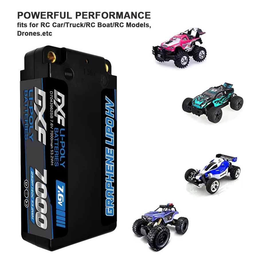 DXF 2S Shorty Lipo Akku 7,6V 140C 7000mAh 5mm T Plug Hardcase - Bild 3