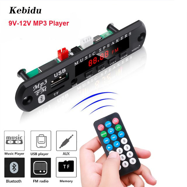 Kebidumei MP3 WAV Decoder Board Bluetooth 5.0 Audio Modul mit USB, TF Karte, AUX und FM für Auto Audio Systeme inklusive Fernbedienung - Bild 1