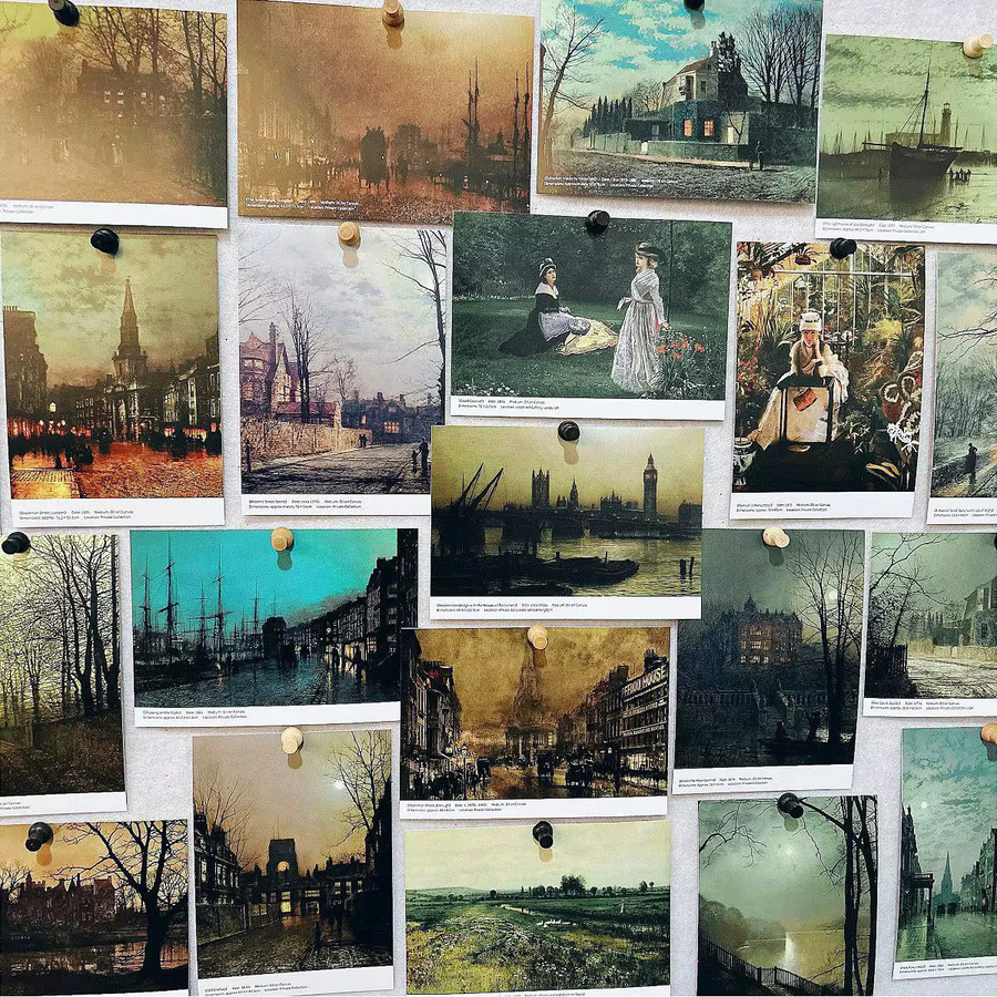 30 Stück John Atkinson Grimshaw Postkarten Set mit impressionistischen Vintage Street View Kunstmotiven in Mehrfarbig - Bild 4