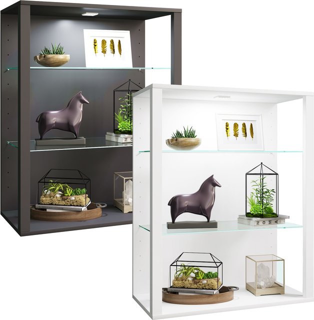 VCM Hängevitrine Glasol LW aus transparentem ESG-Sicherheitsglas, Modern, H x B x T: 90 x 70 x 35 cm - Bild 1