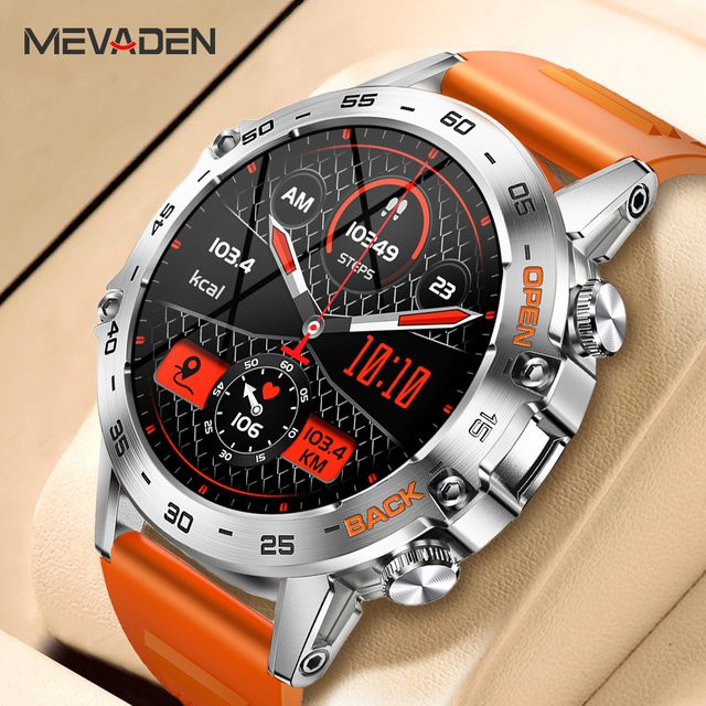 MEVADEN Smartwatch, 1,39 Zoll, Schwarz, Silikon, Herren, wasserresistent - Bild 1