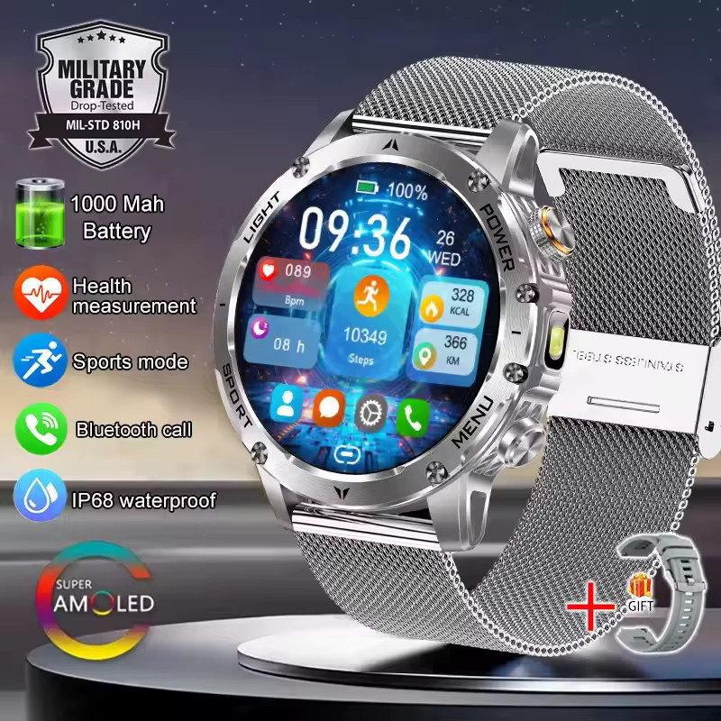 GUHUAVMI Smartwatch, Aluminium, Schwarz, Herren, Wasserdicht - Bild 5