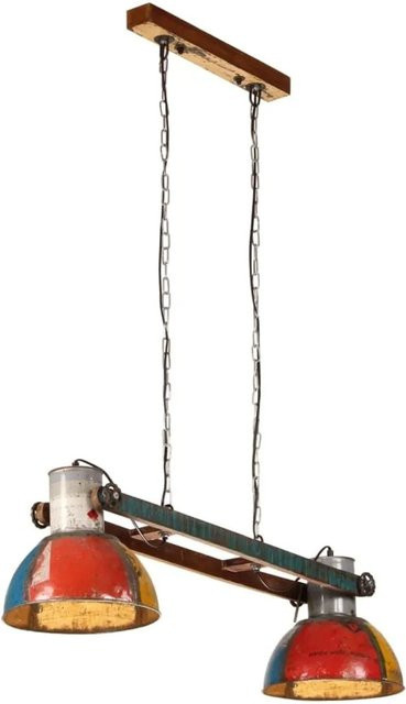 vidaXL Hängelampe im Industrie-Stil aus massivem Altholz und lackiertem Eisen, Mehrfarbig, Höhe: 111 cm, E27 - Bild 1
