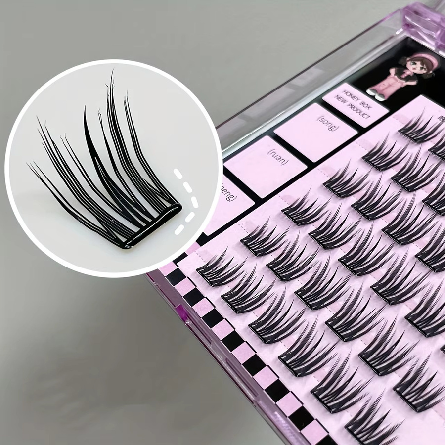 Mixiaohe Kleeblatt-Wimpern, 36 Bündel, Schwarz, 10-13mm - Bild 6