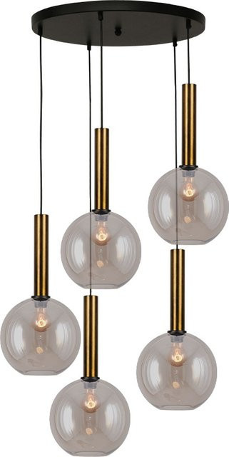 Masterlight Bella 2 Pendelleuchte 5-flammig rund in Gold und Messing antik mit Glas in Gold Fumé - Bild 1
