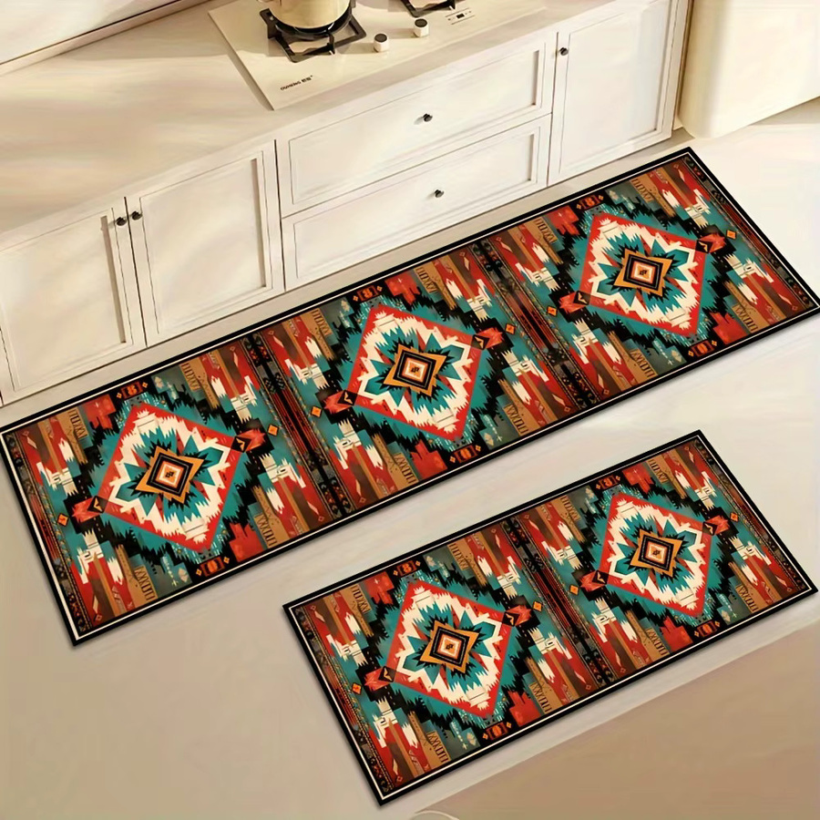 VIKAMA Bohemian Runner Teppich im Retro-Design, rutschfeste Bodenmatte für Flur, Küche oder Balkon, Multicolour, B/T: 120 x 50 cm - Bild 2