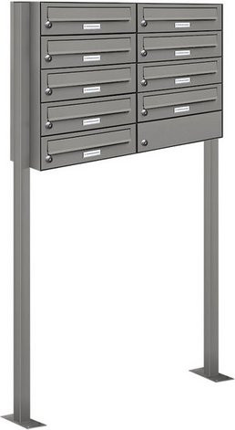 AL Briefkasten für 9 Parteien, freistehendes Briefkasten-System, grau, B/H/T: 84,6 x 150 x 27,5 cm - Bild 1