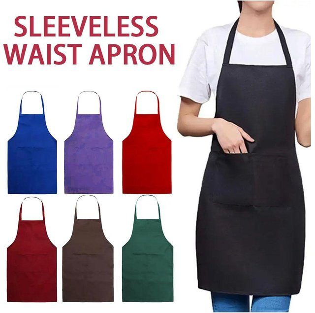 Ärmellose Küchenschürze mit Tasche in Schwarz für Koch, Kellner und zum Backen - Bild 1