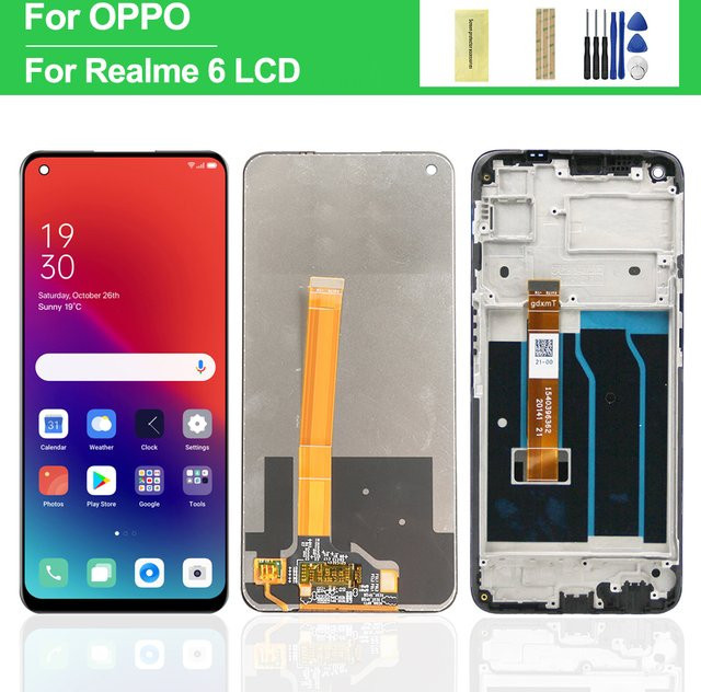 Oppo Realme 6 RMX 2001 Ersatz LCD-Display mit Touchscreen und Rahmenbaugruppe in Schwarz, 6,5 Zoll - Bild 1