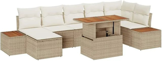 vidaXL Garten-Sofa-Set aus Poly Rattan in Beige mit 8 Teilen und integriertem Stauraum - Bild 1