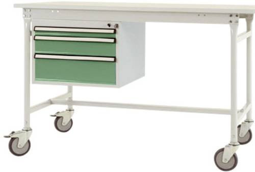 Manuflex Mobiler Gehäuse-Unterbau ZB4682.6011 mit 3 abschließbaren Schubfächern in Resedagrün RAL 6011 für Tischtiefe 800 mm - Bild 1