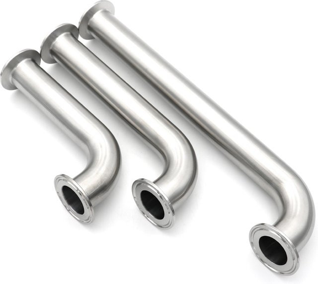 90 Grad Winkel Tri Clamp Verlängerung aus Edelstahl in Silber für Sanitär und Homebrew - Bild 1