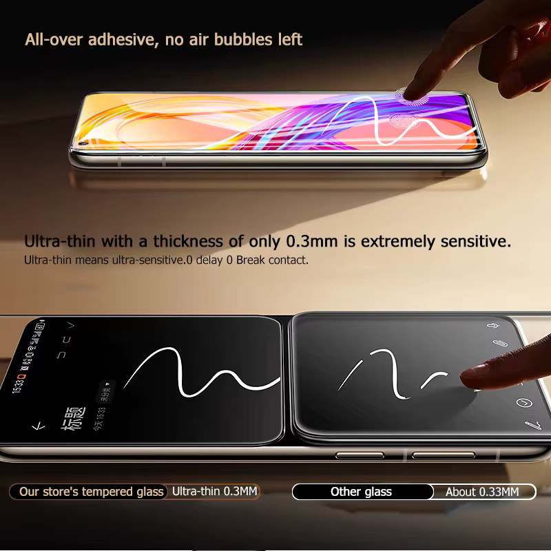 3er-Set gehärtetes Glas als Displayschutz für Realme 8 Pro, 6,4 Zoll, transparent, mit Fingerabdruck-Entsperrung und Anti-Explosions-Schutz - Bild 3