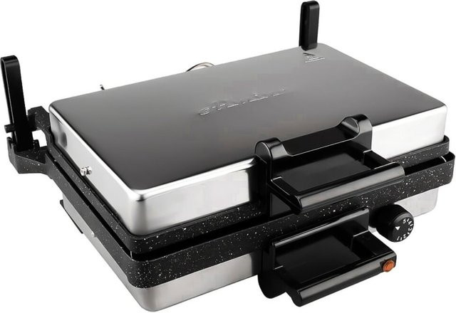 Almina Multigrill 2000W Kontaktgrill mit Granitpfanne, Toaster und Kasserolle in Schwarz - Bild 1