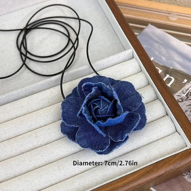 Halskette Blume Rose, Blau, Damen - Bild 1