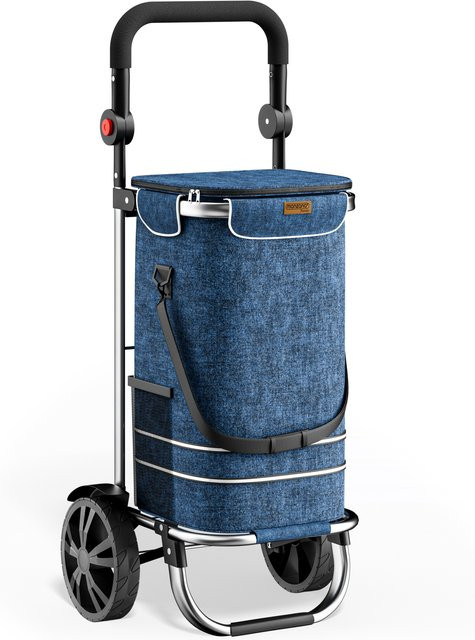 Einkaufstrolley monzana in Blau aus Aluminium mit 56l Fassungsvermögen, B/T/H: 31 x 24 x 54 cm - Bild 1