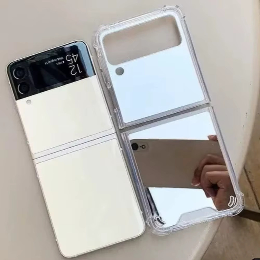 Luxus Slim Make-Up Spiegel Schutzhülle als harte Telefon Case für Samsung Galaxy Z Flip 3 4 5 6 7 FE 5G in Gold - Bild 2