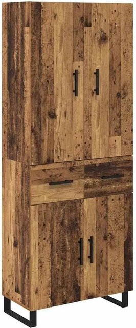 vidaXL Highboard 2-teilig in Altholz-Optik mit Glasfront, Schubladen und Regalfächern, Braun, B/T/H: 180 x 34 x 69,5 cm - Bild 1