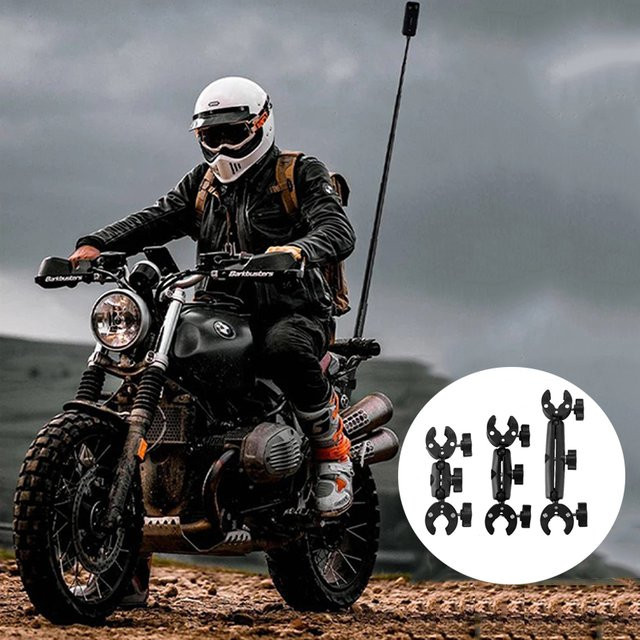 DIXSG Doppel Clip Krabben Klemme Kamera Halterung in Schwarz für DJI OSMO GoPro Insta360 X5 X4 X3 X2 für Motorrad und Fahrrad Lenker - Bild 1