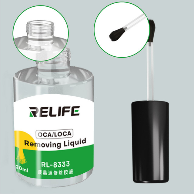 RELIFE RL-8333 LCD-Bildschirm-Reparatur-Kleberentferner zur Reinigung von BGA, PCB und IC-Chips, 20 ml, transparent - Bild 1