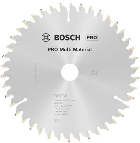 Bosch Multi Material Kreissägeblatt mit Hartmetallspitzen, Farbe: Silber, Durchmesser: 160 mm, Bohrung: 16 mm, Breite: 2,4 mm, 42 Zähne - Bild 1