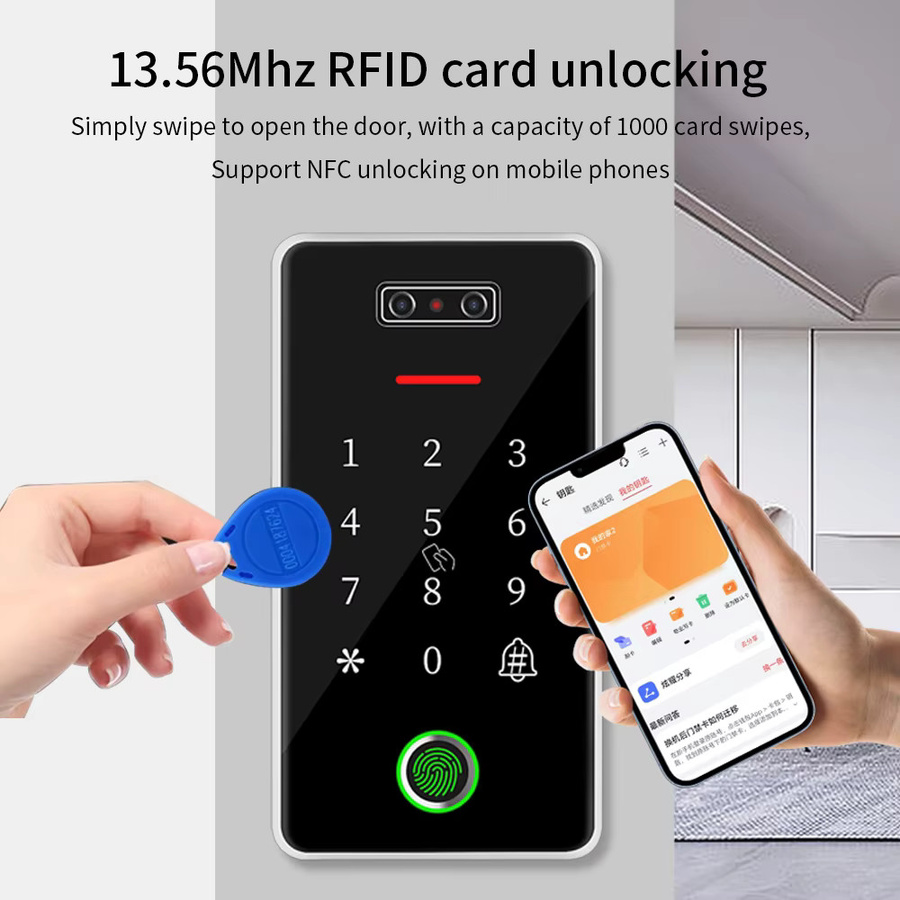 LUCKING DOOR TTLock Gesichtserkennung Zugangskontrolle mit RFID-Kartenleser und biometrischem Fingerabdruck-Schlossöffner, App-Türzugangssystem, IP67 regenfest - Bild 6