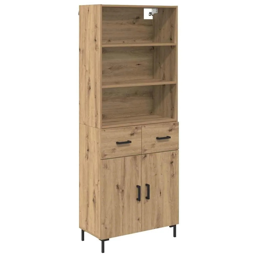 vidaXL Highboard Artisan-Eiche in Braun mit Schranktüren und Regalfächern, B/T/H: 69,5 x 34,0 x 180,0 cm - Bild 2