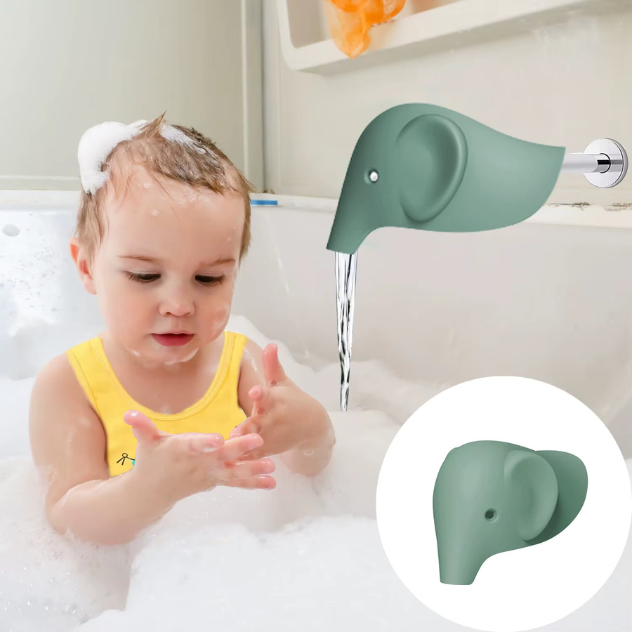 Two Dads Badewannen-Wasserhahnschutz aus weichem Schaumstoff mit verstellbarem Riemen in Blau und Grün - Bild 2