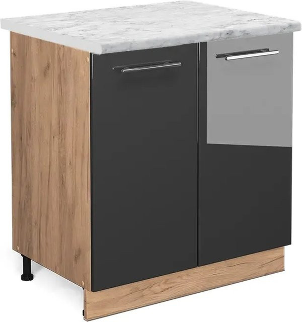Vicco Spülenunterschrank Fame-Line in Anthrazit Hochglanz und Goldkraft Eiche mit Soft-Close-Türen, B/T/H: 80 x 60 x 82 cm - Bild 1