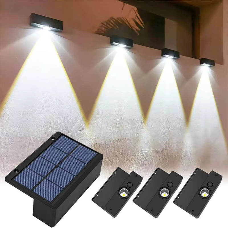 TLEDMP Solar Wandlampe für Garten und Außenbereich, Wasserdichte Solarleuchte in Schwarz, Modernes Design für Haus, Hof und Zaun - Bild 4