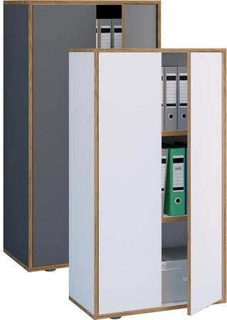 VCM Salia Holz Büroschrank mit zwei Drehtüren und höhenverstellbaren Fachböden, Breite: 60 cm, Höhe: 110 cm