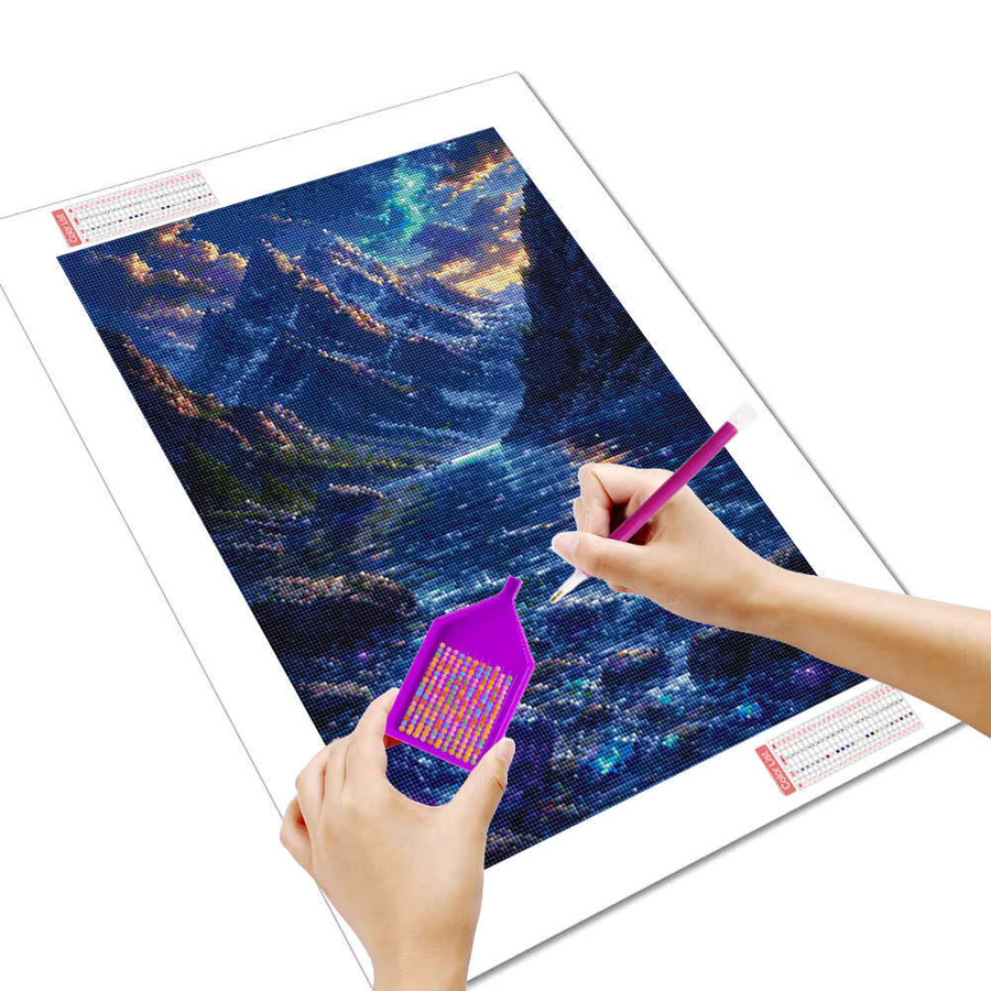 Huacan Diamant-Mosaik Set Berglandschaft und Meer als Stickerei mit Fantasy-Strasssteinen zur Heimdekoration - Bild 2