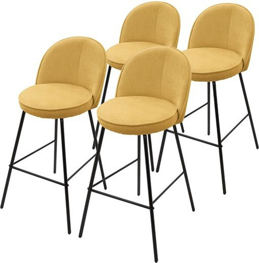4er Set Barhocker ML-Design in Senfgelb mit Rückenlehne und Fußstütze, B/T/H: 52 x 50 x 102 cm - Bild 1