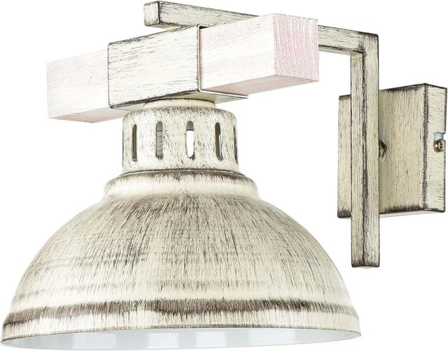 Licht-Erlebnisse Wandleuchte Vintage in Shabby Weiß aus Metall und Holz mit E27 Fassung, Breite: 21 cm - Bild 1