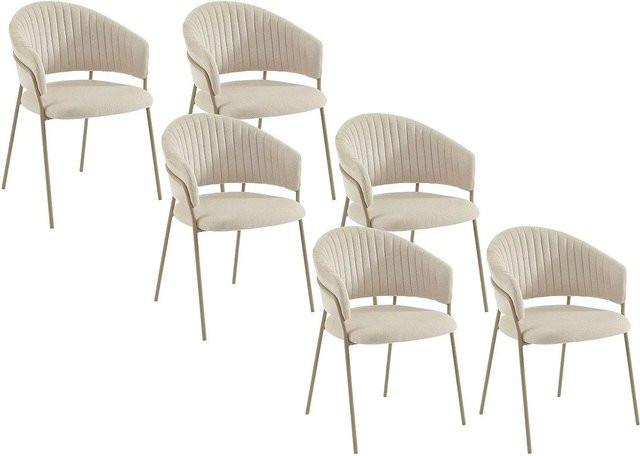 Vente-unique Madolia Stuhl in Beige mit strukturiertem Stoff und Metallgestell, Breite: 55 cm, Tiefe: 48,5 cm, Höhe: 81 cm - Bild 1