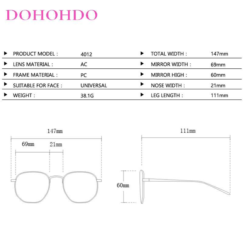 DOHOHDO Sonnenbrille, oval, Unisex, Vollrand, Schwarz, Kunststoff - Bild 5