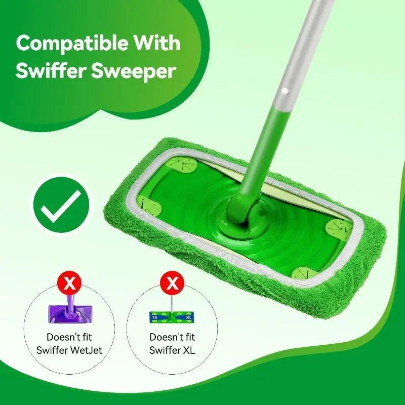 DHDH Mikrofaser Mopptücher für die Trockenreinigung, wiederverwendbare und waschbare Mopp-Pads, Grün und Weiß - Bild 2