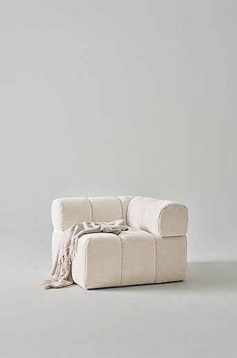 DERMY Sofamodul Ecke von Jotex in Beige und Weiß mit Polsterrahmen und Kiefernholz-Elementen - Bild 1